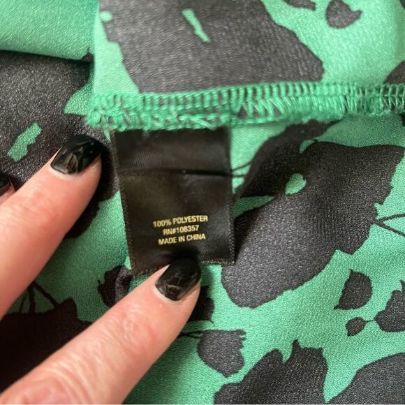 Worthington Sleeveless floral print pattern green black blouse ladies XL - Picture 5 of 9
